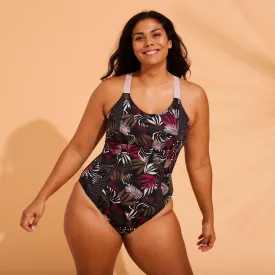 Aqua aerobics swimsuit Elea Saf women's khaki NABAIJI, khaki / pink porcelain / black