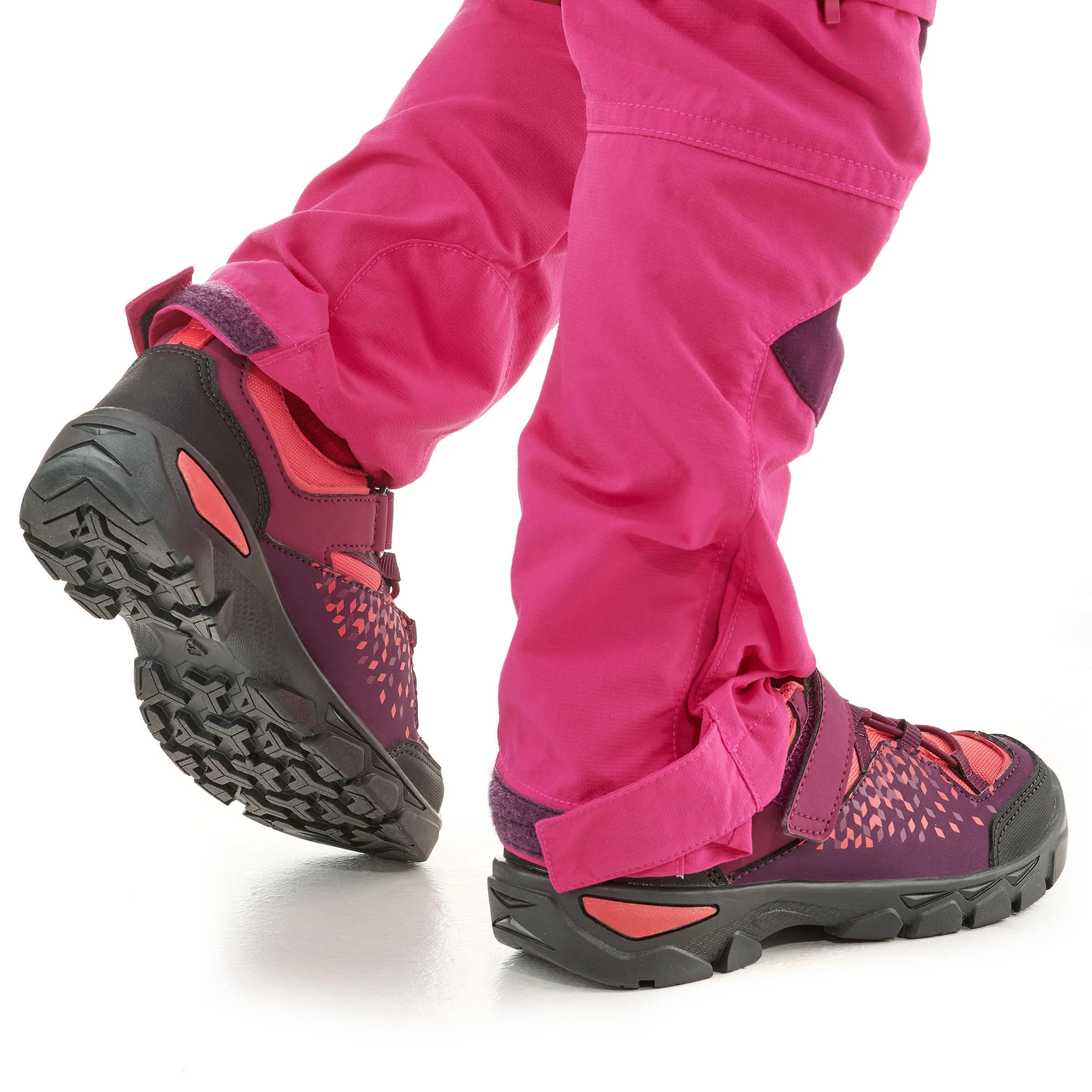 Children's sneakers low Quechua MH120 with Velcro, size 28-34, coral-burgundy