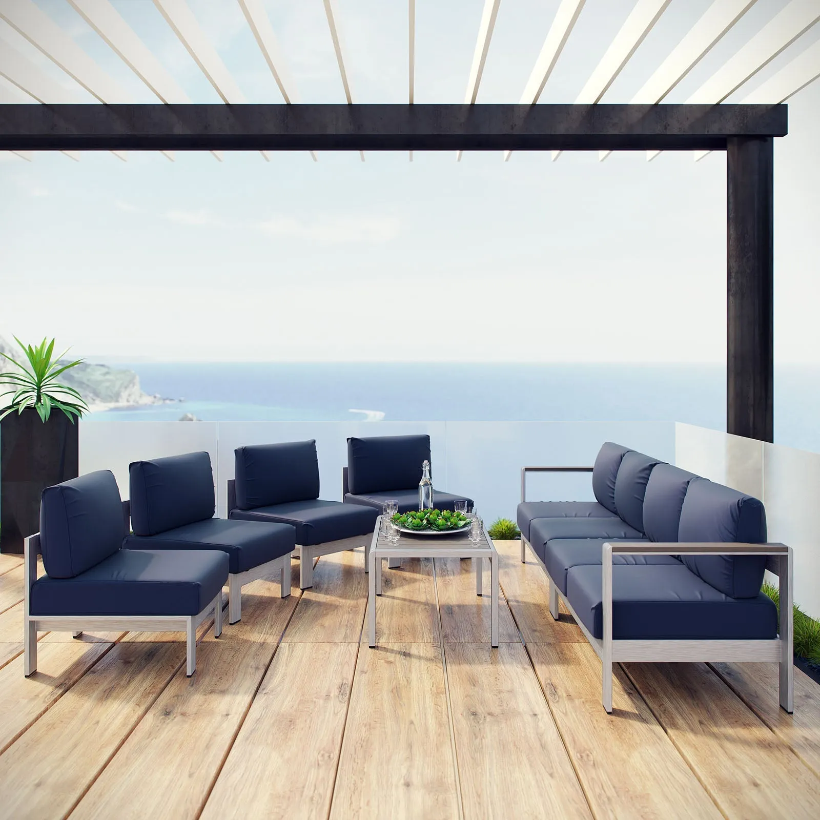 Coast 7-Piece Outdoor Patio Sectional Sofa Set