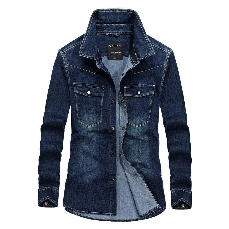 Men's Long Sleeved Denim Shirt Outdoor Leisure