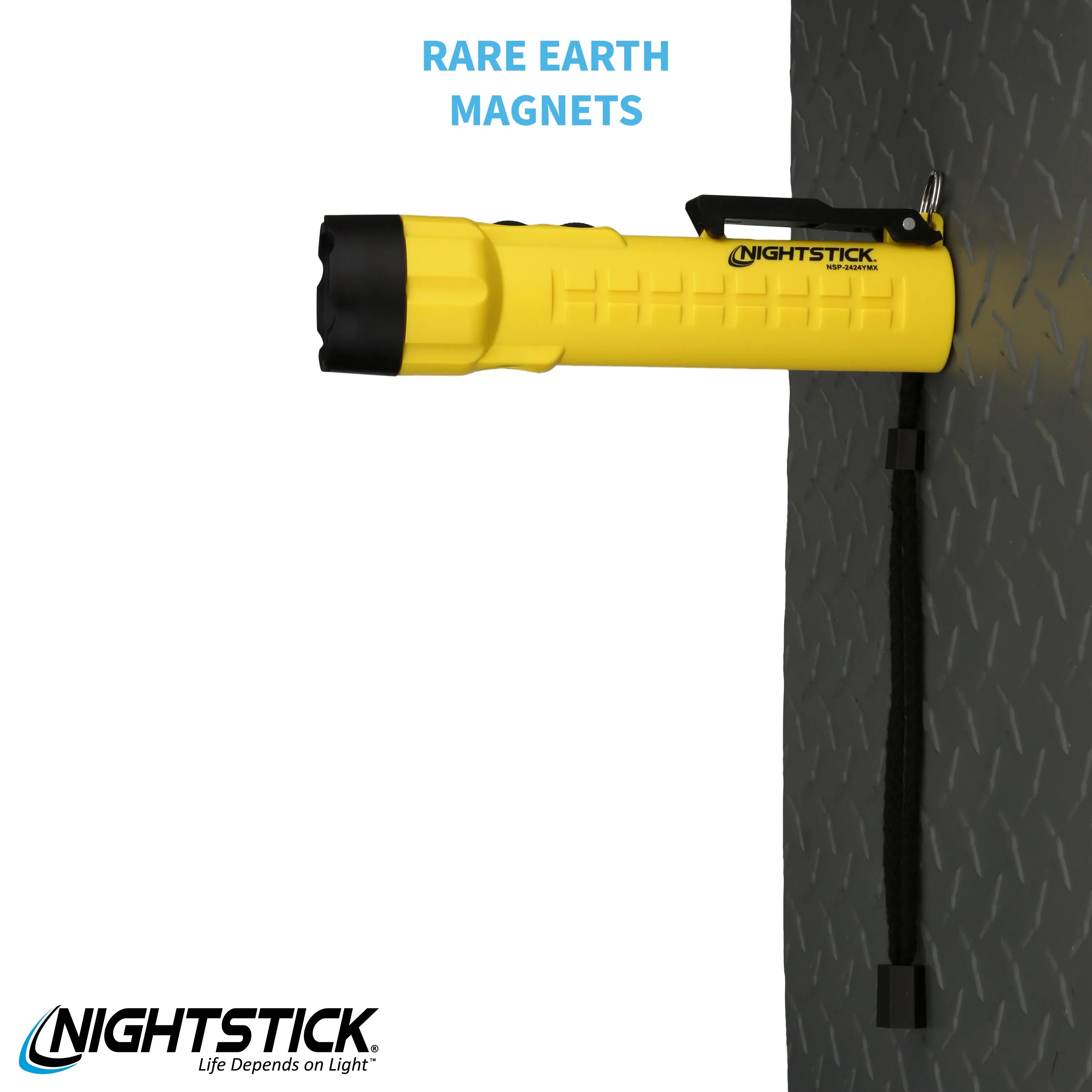 NSP-2424YMX: Dual-Light Flashlight w/Dual Magnets - 3 AA
